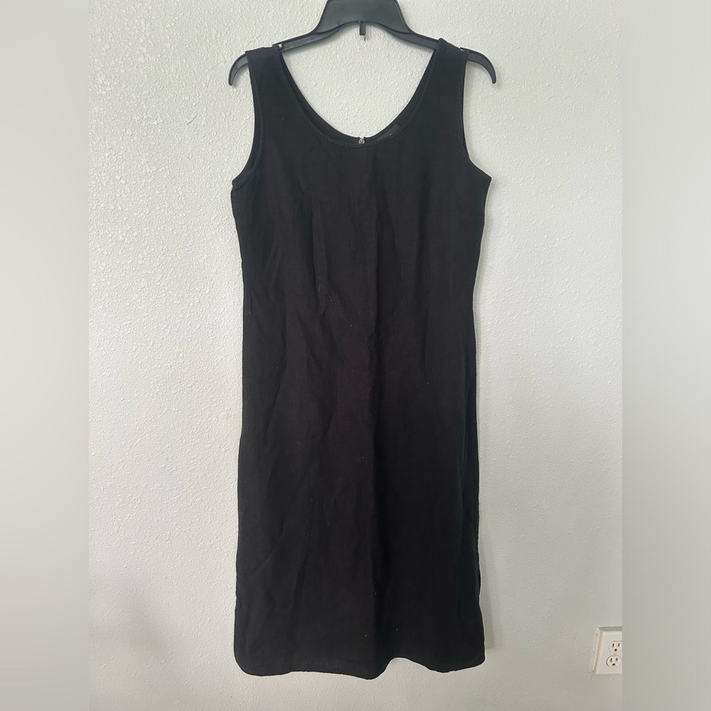 Black Linen and Rayon Long Dress